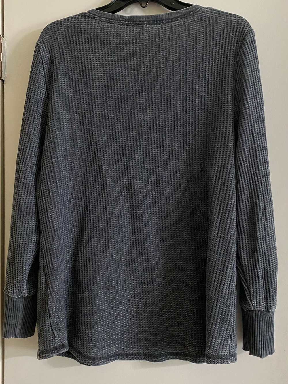 Seven7 Charcoal Waffle Knit Henley Top - Picture 3 of 11